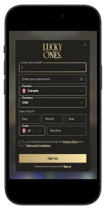 wie man die Luckyones Casino-App registriert