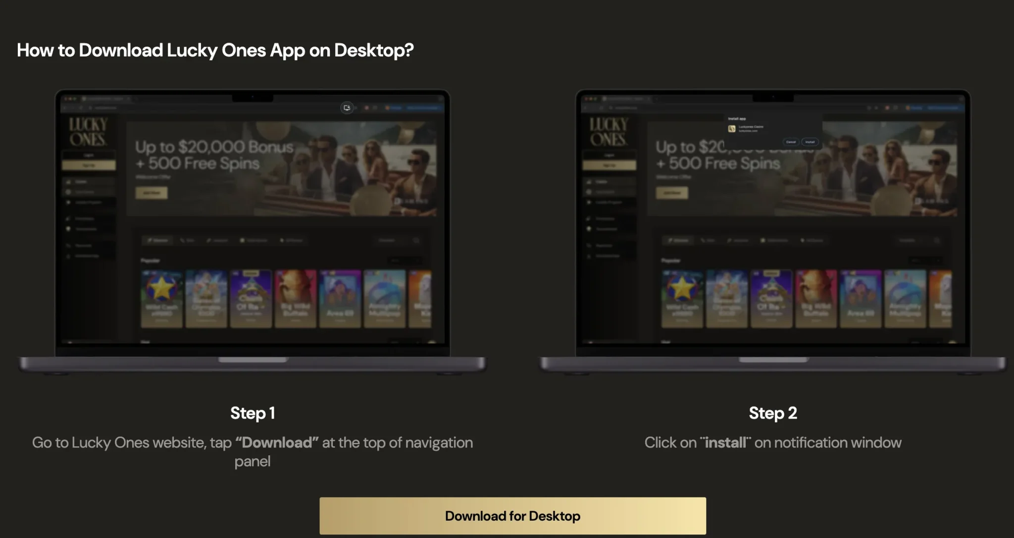 LuckyOnes Casino mobile app availability and features