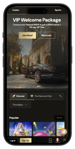 LuckyOnes Casino iOS mobile app interface on iPhone